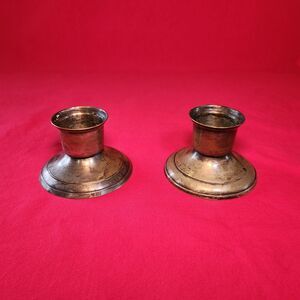 Pair of Brass Plated Candlestick Holder Leonard India